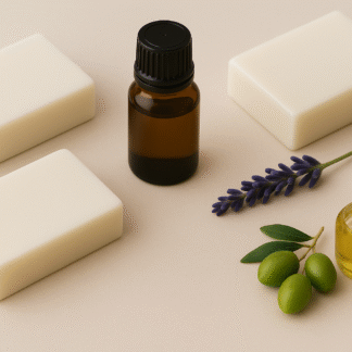 KewScents Lavender Olive Oil Soap with a blend of lavender, geranium, and bergamot in a gentle, handmade cold-pressed bar.