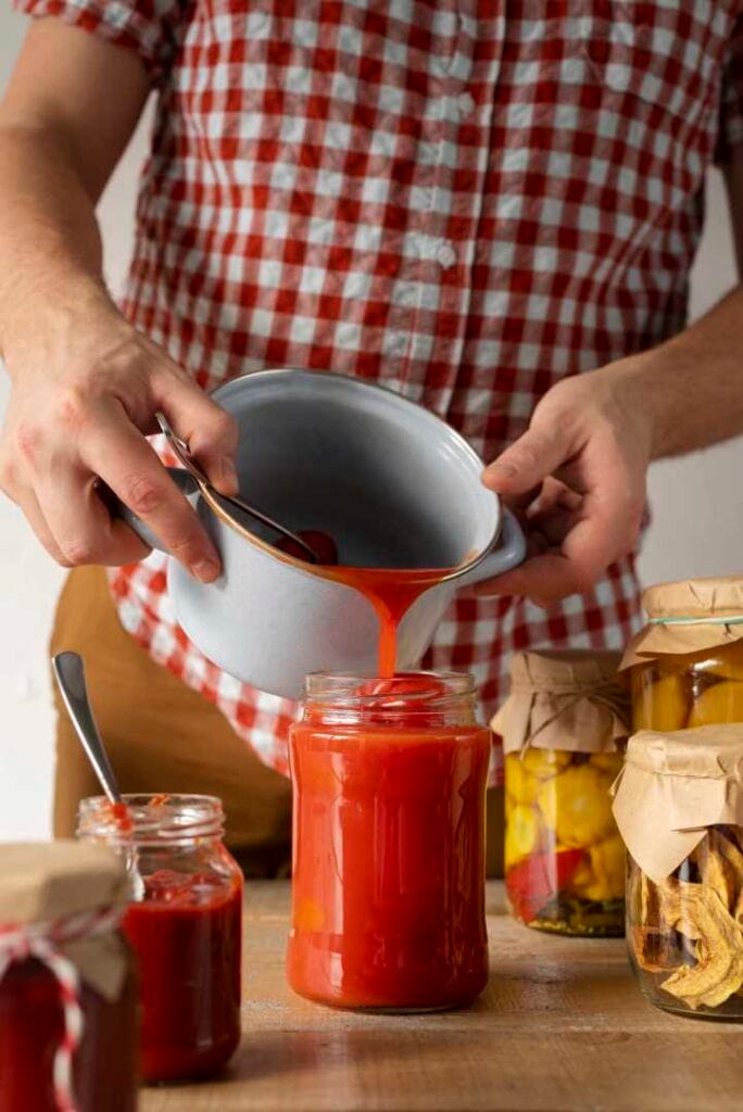 Your Market Image of person pouring chilli sauce into a jar